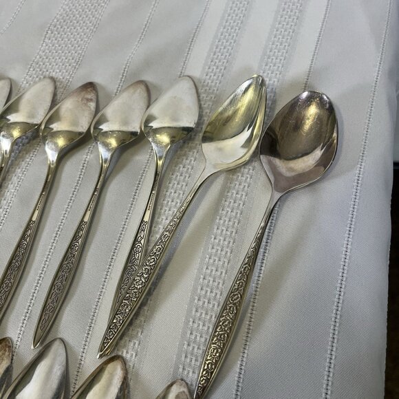Vintage 60s MCM Deco International Silverplate Flatware Set w/ Chest 65pc Floral - Picture 10 of 16